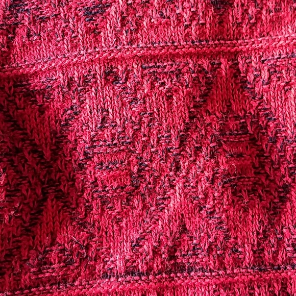 Vintage Aspetuck Cardigan Sweater red/black USA - Picture 3 of 10